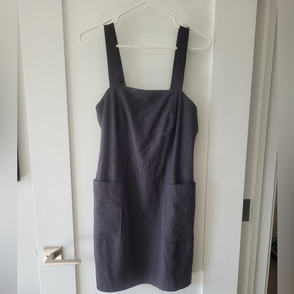 Club Monaco Wool Dress w Lining and Adjustable Straps Black Charcoal Grey